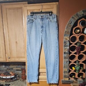 Vintage Levi's 505 Orange Tab Straight Leg Jeans Distressed Blue Raw Hem